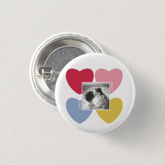 Happy valentine's day - Custom Foto Collage Button (Vorne & Hinten)
