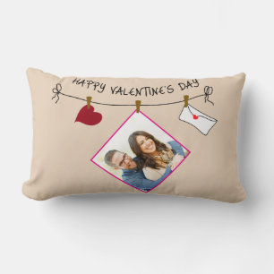 Happy Valentine's Day Custom Foto Liebe Herz Lendenkissen