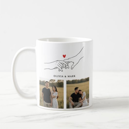 Happy Valentines Day Custom Photo Collage Romantic Kaffeetasse (Links)