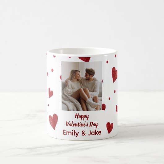Happy Valentine's Day Custom Photo Mug Verwandlungstasse (Mittel)