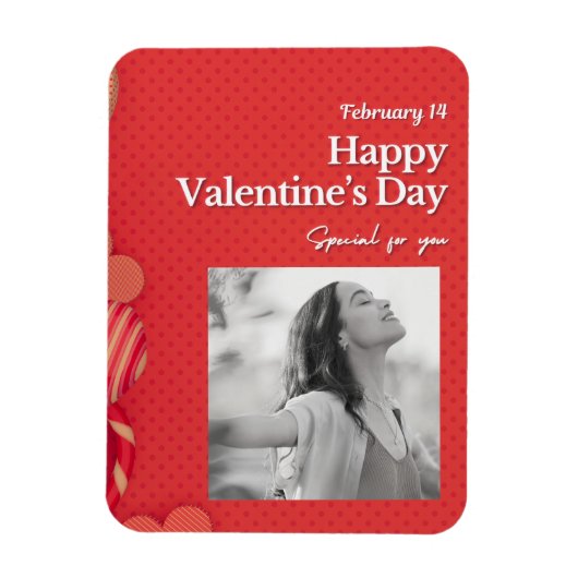 Happy valentine's day Custom Photo Red Hearts Magnet (Vertikal)