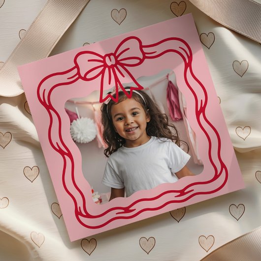 Happy Valentine's Day Custom Photograph Wavy Bow Mitteilungskarte