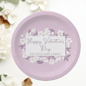Happy Valentine's Day Custom Pink Floral Party Pappteller