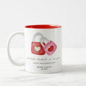 Happy Valentine's Day Cute Fun Locks Custom Mug Zweifarbige Tasse (Links)