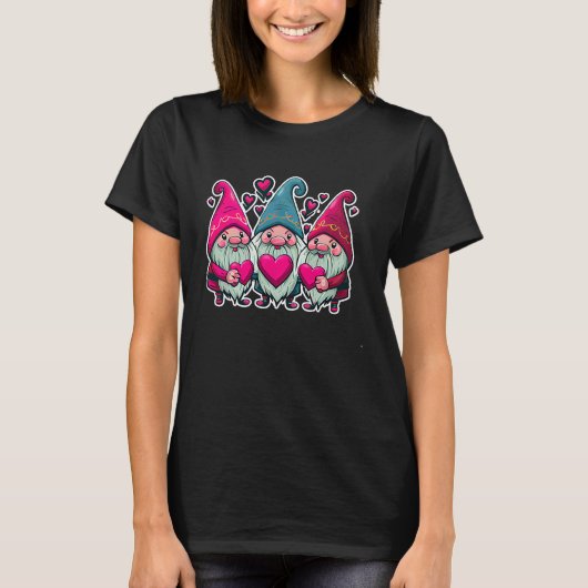 Happy Valentine's Day Cute Gnomes Graphic Romantic T-Shirt (Vorderseite)