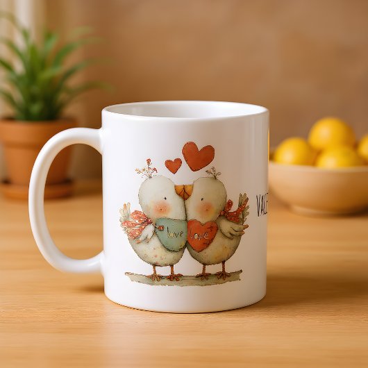 Happy Valentine's Day Cute Love Birds Kaffeetasse