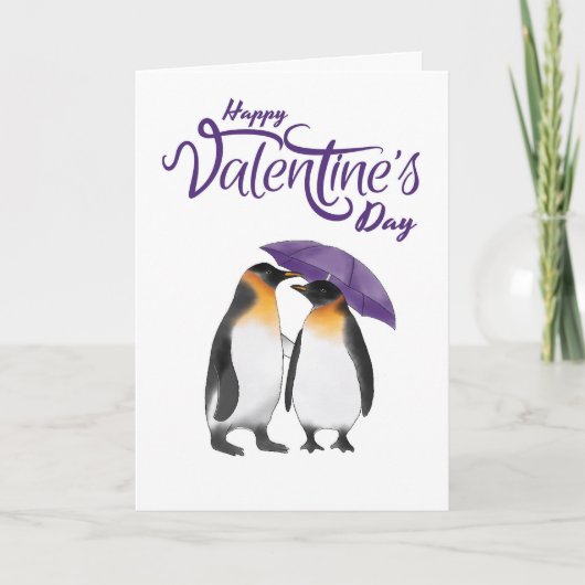 Happy Valentine's Day Cute Penguins Karte (Vorderseite)