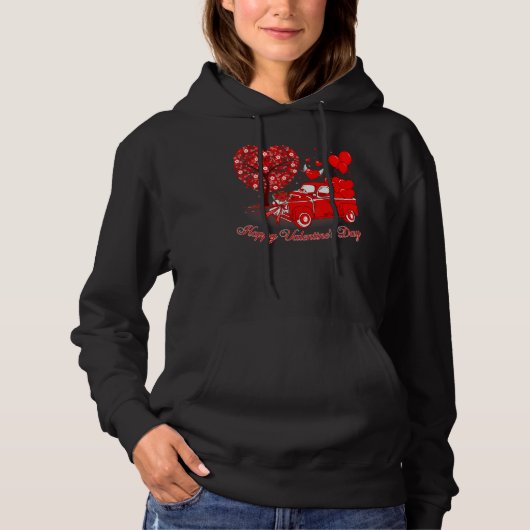 Happy Valentines Day Cute Red Truck Heart Matching Hoodie (Vorderseite)