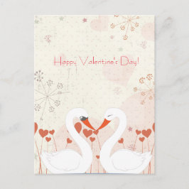 Happy Valentine's Day Cute Romantic Swans Feiertagspostkarte