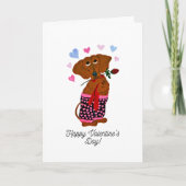 Happy Valentine's Day Dachshund Doggie Card Karte (Vorderseite)