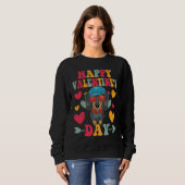 Happy Valentines Day Dachshund Heart Love Groovy Sweatshirt (Vorne ganz)