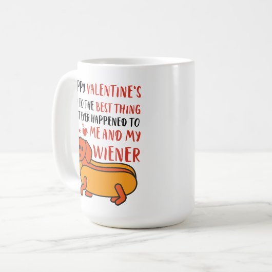Happy Valentine's Day Dackel Funny Dackel Hund Kaffeetasse (Vorderseite Links)