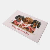 Happy Valentines Day Dackel Hunde Fußmatte (Schrägansicht)