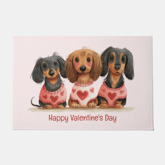 Happy Valentines Day Dackel Hunde Fußmatte (Vorderseite)