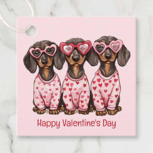 Happy Valentines Day Dackel Hunde Geschenkanhänger (Vorderseite)