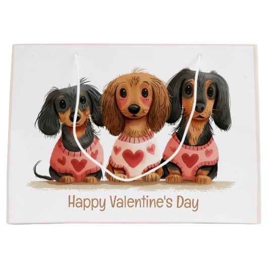 Happy Valentines Day Dackel Hunde Große Geschenktüte (Vorderseite)