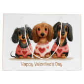 Happy Valentines Day Dackel Hunde Große Geschenktüte (Rückseite)