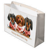 Happy Valentines Day Dackel Hunde Große Geschenktüte (Rückseite Schrägansicht)