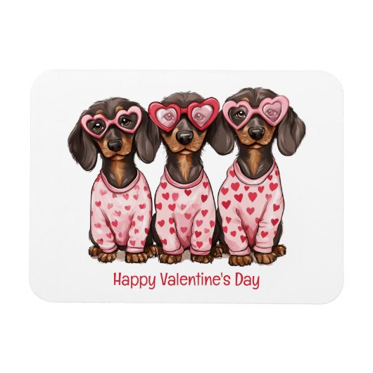 Happy Valentines Day Dackel Hunde Magnet (Horizontal)