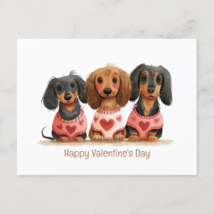 Happy Valentines Day Dackel Hunde Postkarte