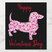 Happy Valentines Day Dackel Weinetikett (Einzelnes Label)