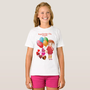 Happy Valentines Day Daughter Balloons Hört Niedli T-Shirt