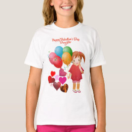 Happy Valentines Day Daughter Balloons Hört Niedli T-Shirt