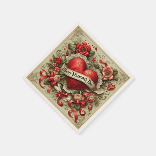Happy Valentine's Day dekorative Abbildung Serviette (Ecke)