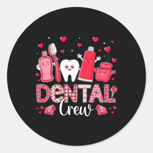Happy Valentine's Day Dental Crew Liebe Dental Ass Runder Aufkleber (Vorderseite)