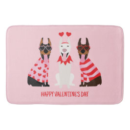 Happy Valentines Day Dobermann Hunde Badematte