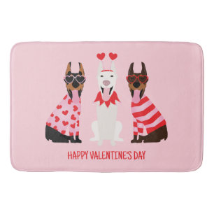Happy Valentines Day Dobermann Hunde Badematte
