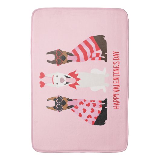 Happy Valentines Day Dobermann Hunde Badematte (Vorderseite Vertikal)