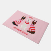 Happy Valentines Day Dobermann Hunde Fußmatte (Schrägansicht)