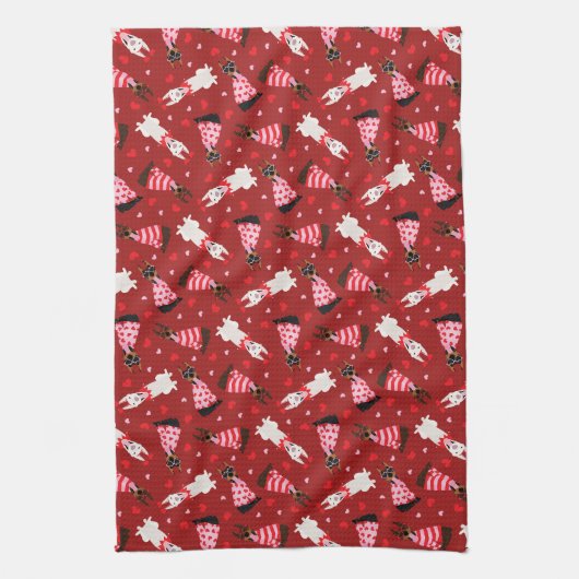 Happy Valentines Day Dobermann Hunde Geschirrtuch (Vertikal)