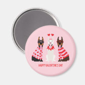 Happy Valentines Day Dobermann Hunde Magnet (Vorderseite/Rückseite)