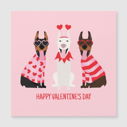 Happy Valentines Day Dobermann Hunde Magnetkarte (Vorderseite)