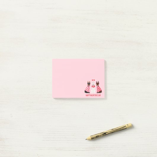 Happy Valentines Day Dobermann Hunde Post-it Klebezettel (Auf Schreibtisch)