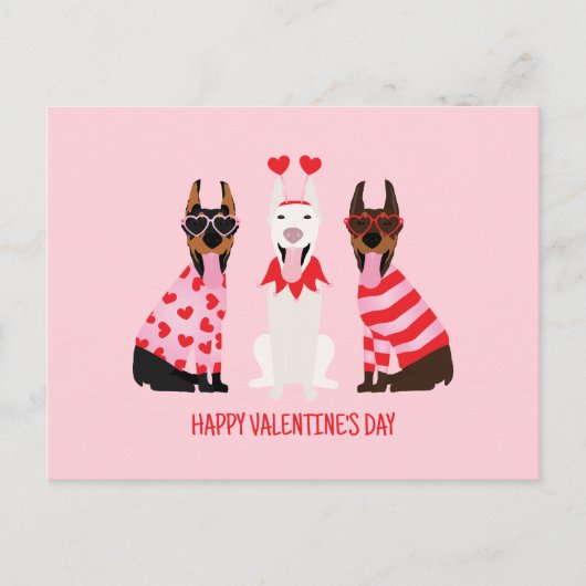 Happy Valentines Day Dobermann Hunde Postkarte (Vorderseite)