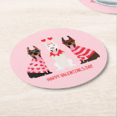 Happy Valentines Day Dobermann Hunde Runder Pappuntersetzer (Angewinkelt)