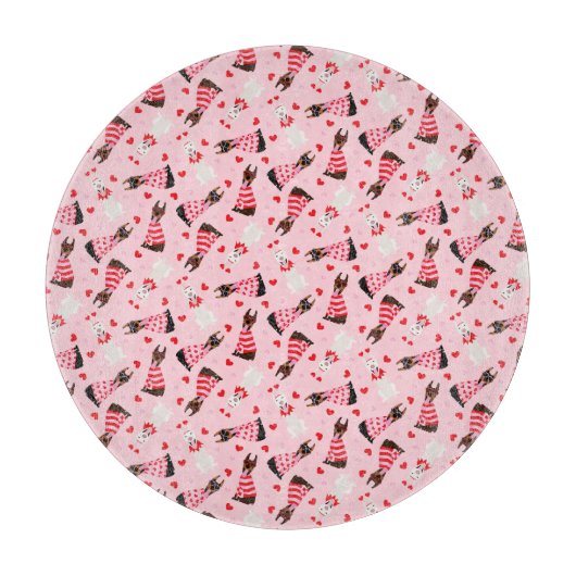 Happy Valentines Day Dobermann Hunde Schneidebrett (Vorderseite)