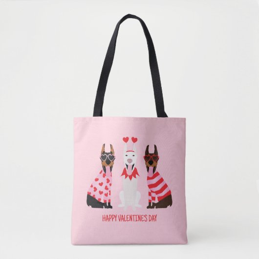 Happy Valentines Day Dobermann Hunde Tasche (Vorderseite)