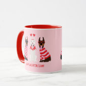 Happy Valentines Day Dobermann Hunde Tasse (Vorderseite Links)