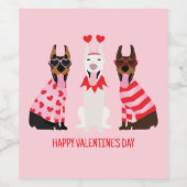 Happy Valentines Day Dobermann Hunde Weinetikett (Einzelnes Label)