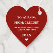 Happy Valentines Day Elegant Calligraphy Red Heart Geschenkanhänger (Rückseite)