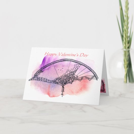 Happy Valentine's Day Elegant dekoriert Lüfter Karte (Vorderseite)