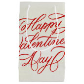 Happy Valentines Day Elegant Red Calligraphy Kleine Geschenktüte (Vorderseite)