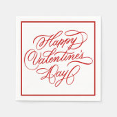 Happy Valentines Day Elegant Red Calligraphy Serviette (Vorderseite)