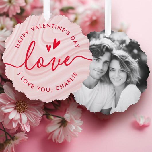 Happy Valentine's Day elegante rot-rosa und rot Ornament Karte