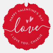 Happy Valentine's Day elegante Skriptname Foto Ornament Karte (Vorderseite)