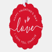 Happy Valentine's Day elegante Skriptname Foto Ornament Karte (Links)
